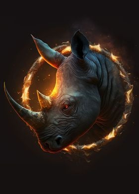 Fire Rhinoceros Head