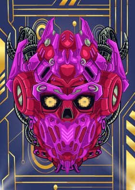 Mecha monster robot head