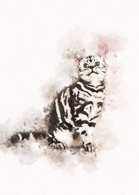 Watercolor Cute Cat