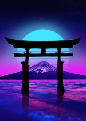 Japan Torii Gate Synthwave