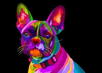 French bulldog on pop art