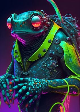 neon cyber frog