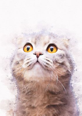 Vintage Cat Watercolor