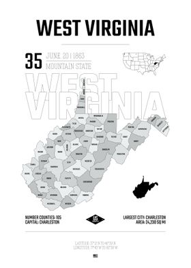 West Virginia USA map