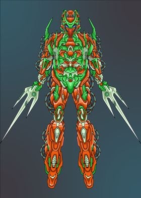 Futuristic mecha robot