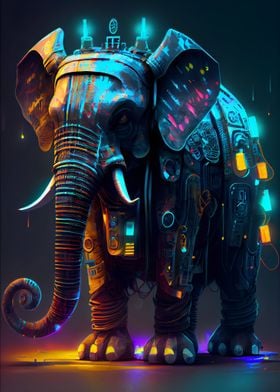 elephant neon cyber