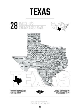 Texas USA state map