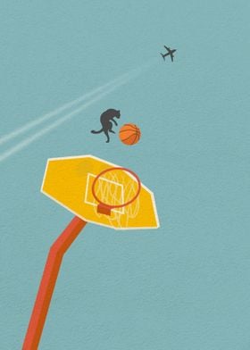 Behind the Basketball hoop