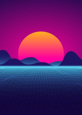 Vaporwave sunset neon 