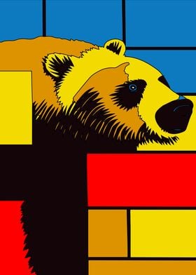 BEAR PAINTING BY MONDRIAN