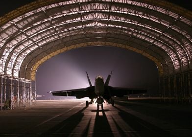 Fighter Jet in Hanger