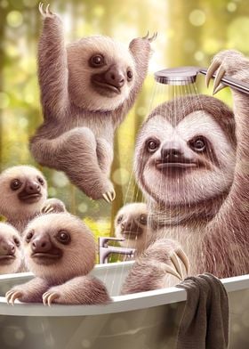 sloth in bathtub
