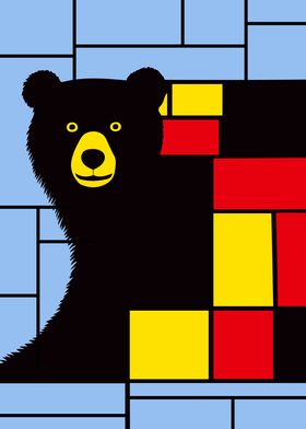 BEAR PAINTING BY MONDRIAN