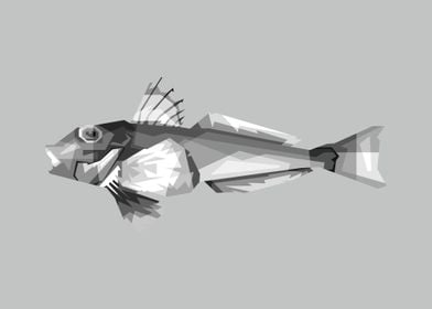 Grayscale Sea Fish Art 3