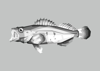 Grayscale Sea Fish Popart