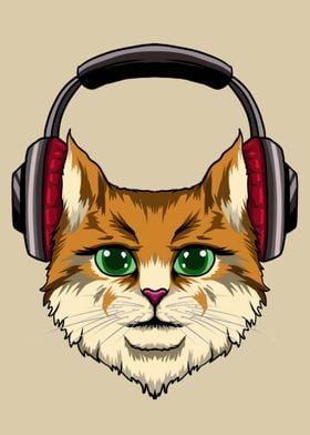 Funny Cat With Headphones