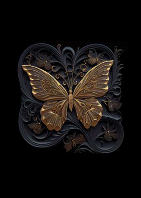 Ebony and Gold Butterfly 