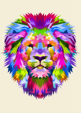 Colorful lion head