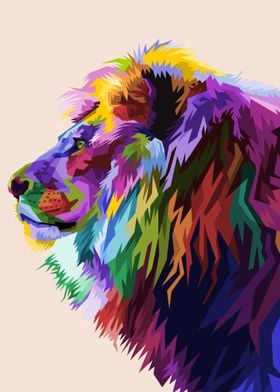 Colorful lion head