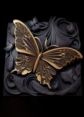 Ebony and Gold Butterfly 