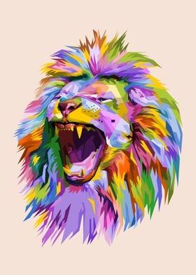 Colorful lion head