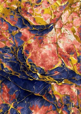 Blue Red Abstract Marble 1