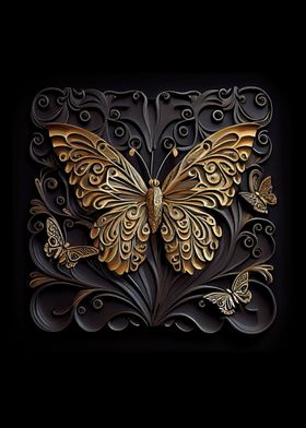 Ebony and Gold Butterfly
