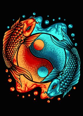 yin yang koi fish japan