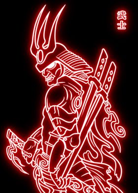 Samurai neon art