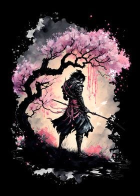 Samurai and cherry blossom