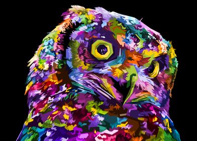 Colorful owl on pop art