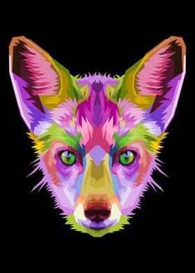 Colorful fox on pop art