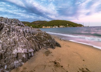 Sunset Poros Beach Greece