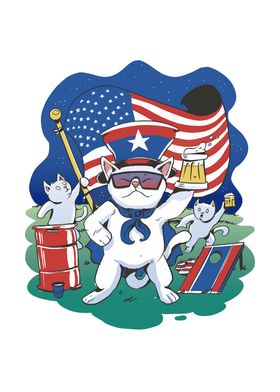 USA Memorial day cat