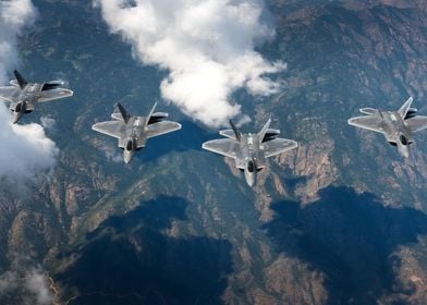 F22 Raptors in formation