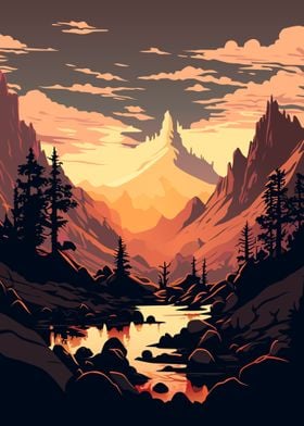 Mountains sunset