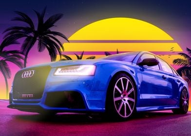 Synthwave Audi Car