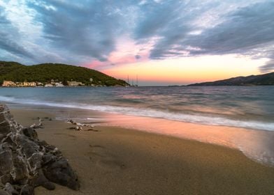 Sunset Poros Beach Greece