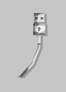 USB Cabble Grayscale Art