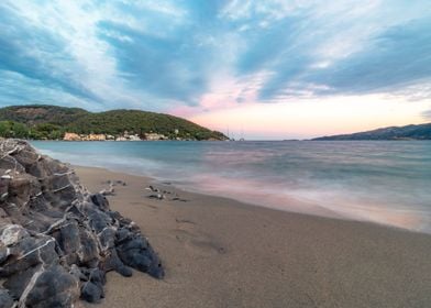 Sunset Poros beach Greece