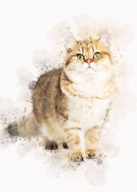 Watercolor Cat Cute