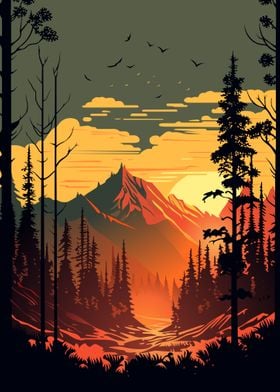 Mountains sunset 