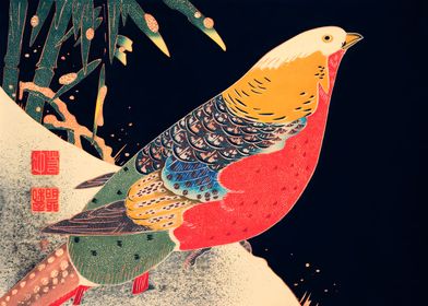 Ukiyo e Golden Pheasant