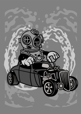 diver hotrod cartoon