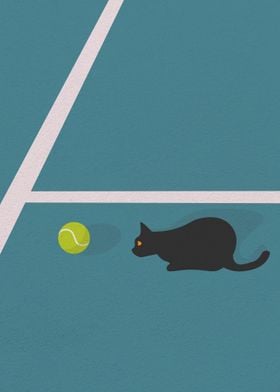 Cat And Tennis Ball