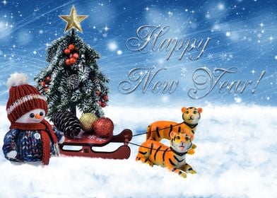 postcard christmas tiger