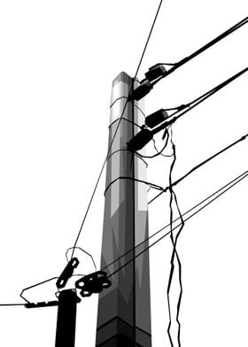 Power pole Grayscale Print