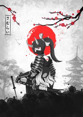 Samurai girl mascot