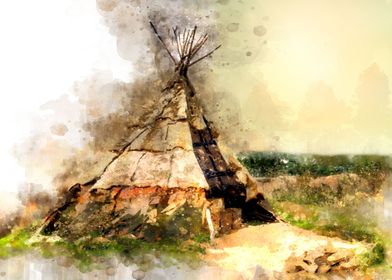 tent watercolor