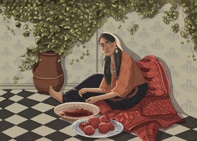 Armenian Girl Pomegranates